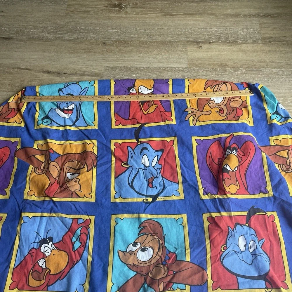 Vintage Aladdin Disney 3 Piece Twin Size Bed Set Fitted Flat Pillowcase 90's